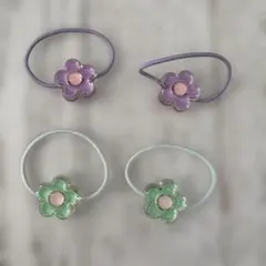 花デザイン ヘアゴム 4個セット