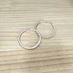 シルバークリスタルフープピアス