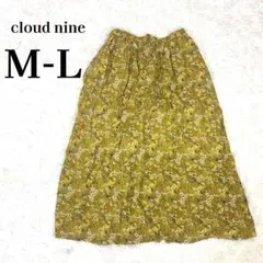 クラウドナイン 花柄 総柄 マキシ フレアスカート ゴム マスタード M-Lのサムネイル
