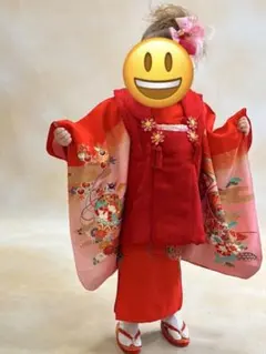 正絹 七五三 女の子 三歳 着物 被布 草履 小物セットのサムネイル