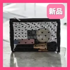 いいね不要★【新品】メイクポーチ レディースポーチ ハート柄 メッシュ ポーチ