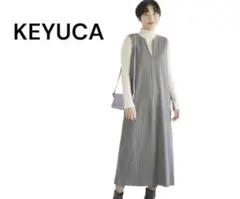 KEYUCAケユカ冬用ヘリンボーンノースリーブワンピース　グレー　フリーサイズ
