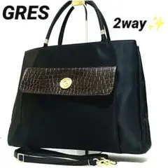 洗練された　グレ　GRES 2way フォーマル　トートバッグ　肩掛け　A4