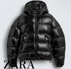 ZARA メンズ　ダウンジャケット　ブラック　テカテカ　完売品