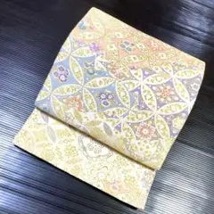 正絹　六通袋帯【七宝　小花　皇帝貝紫】No2841