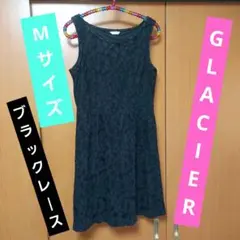 GLACIER ブラック花柄レースノースリーブワンピースMサイズ