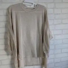 LIPA ラメ入りベージュ長袖トップス