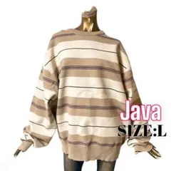 ⭐️A1171⭐️ Java ♥ レトロ オーバー マルチボーダーメンズライクニット
