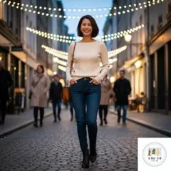 アイボリー リブ編み 長袖セーター