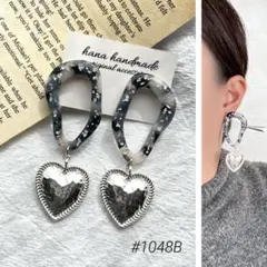#1048B シルバー アンティーク ハート ハンドメイド ピアス イヤリング