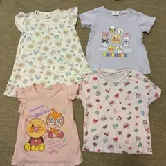 アンパンマンTシャツ4枚セット90cm・95cm 保育園着　女児　セット売り
