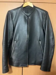 黒 ラムレザー シングルライダースジャケット