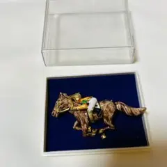 ブローチ 馬 ホース 乗馬 ラインストーン マルチカラー エナメル ジュエリー
