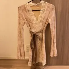 フラワーパターン ピンク カーディガン ドレス