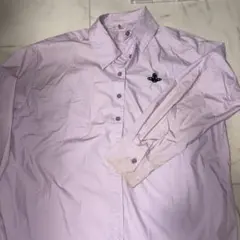 薄紫　長袖ボタンアップシャツ　ワイシャツ