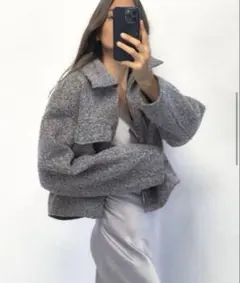 【ZARA】ブークレクロップド ジャケット　Lサイズ