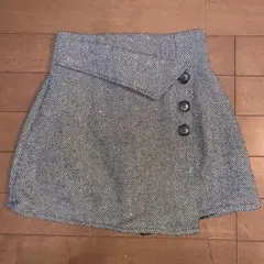 GRL インパン裏地付ヘリンボーンアシメミニスカート[tu923]