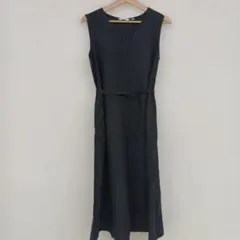 ▢UNIQLOダークグレー ノースリーブ ロングワンピース　Lサイズ