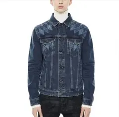 ディーゼルブラックゴールド　刺繍 ダークブルーデニムジャケット
