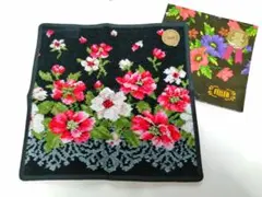 新品フェイラー タオルハンカチ シール付き ブラック地 花柄 高島屋 匿名配送