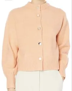 VIS【洗える】 レトロ釦ボリュームスリーブカーディガン レディース オレンジ