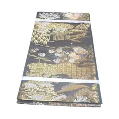 帯8331○高級 正絹 金彩 駒刺繍 名古屋仕立て 名古屋帯 松竹梅 菖蒲 