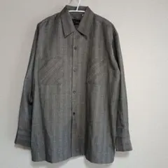 70s 80s グレー 長袖シャツ Lサイズ 日本製 レトロ