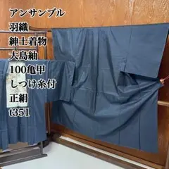 アンサンブル 羽織 紳士着物 大島紬 100亀甲 しつけ糸付 正絹 t351