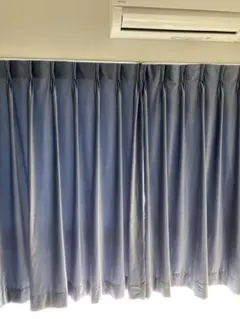 ニトリカーテンネイビーブルーベロア×ホワイト星刺繍