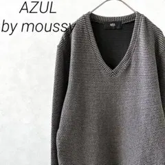 AZUL by moussy カットソー 長袖 Ｖネック ボーダー シンプル