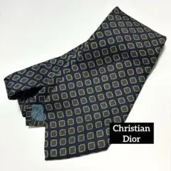 ◆Christian Dior ディオール ネクタイ 菱形 総柄 ネイビー