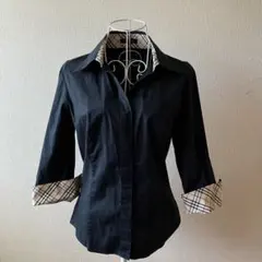 【廃盤品】バーバリー ロンドン シャツ ノバチェック ホースロゴ 黒　L三陽商会