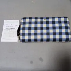 ケイトスペード kate spade 長財布 ブルー×チェック柄 - メルカリ