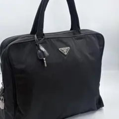 美品PRADAナイロンブリーフケース黒ビジネスバッグパッドロック付高級感