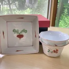 ✨和食器　赤絵　3点セット✨たち吉　かぶら　角皿 のりたけ　小鉢 セットのサムネイル