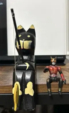 ねこ魚釣りの置物