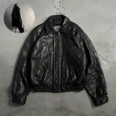 winlit”本革“ 黒“ 短丈“bomber jacket