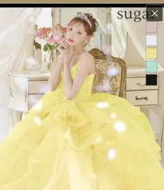 【一度着用】sugar☆一番人気イエロー☆フリルロングドレスMプリンセスチュール