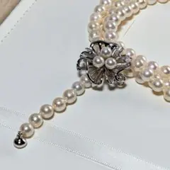 K18あこや真珠ベビーパールロングネックレス84cm& K18真珠ピアス 