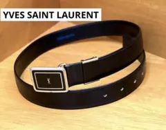【美品】イヴサンローラン　YSLロゴ　レザー　ベルト　ブラック　ゴールド　黒