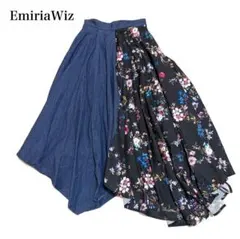 EmiriaWiz ソフトデニム花柄切り替えイレヘムフレアスカート Mのサムネイル