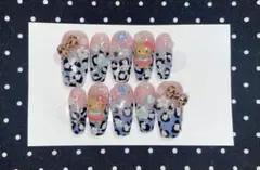 ネイルチップ♡現品♡ グラデ ヒョウ柄 海外 キティ フレンチ ハート