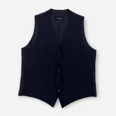 【美品】バーバリーブラックレーベル　ベスト　ジレ　Lサイズ　黒　ウール&サテン