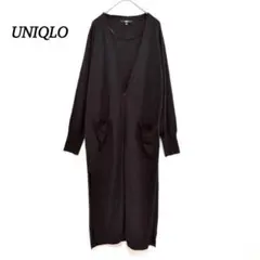 【ユニクロ】UVカットスリットロングカーディガン　【L】　ブラック　春夏秋