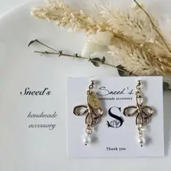 ▪ゴールドクローバー×ファルファーレ＆パール×メタルチャームピアス／イヤリング