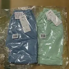 ベビー服 水色と緑色のパンツセット
