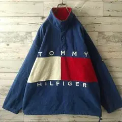 希少サイズ☆90s オールドトミー 両面刺繍 ハーフボタン フリース ジャケット