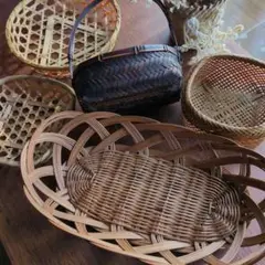 竹ざる　竹かご　竹皿　竹細工　小物入れ　バスケット　竹笊セット