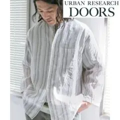 URBAN RESEARCH DOORS リネンバンドカラー8分袖シャツ