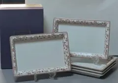 【未使用】たち吉 角皿 5枚セット 花唐草模様 22cm